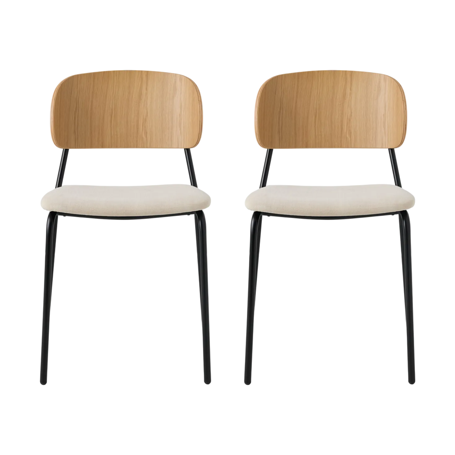 Lot de 4 chaises tissu et bois pieds métal Sofia