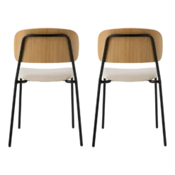 Lot de 4 chaises tissu et bois pieds métal Sofia