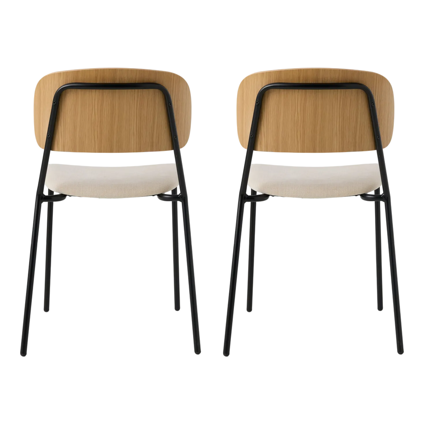 Lot de 4 chaises tissu et bois pieds métal Sofia