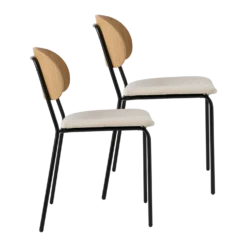 Lot de 4 chaises tissu et bois pieds métal Sofia