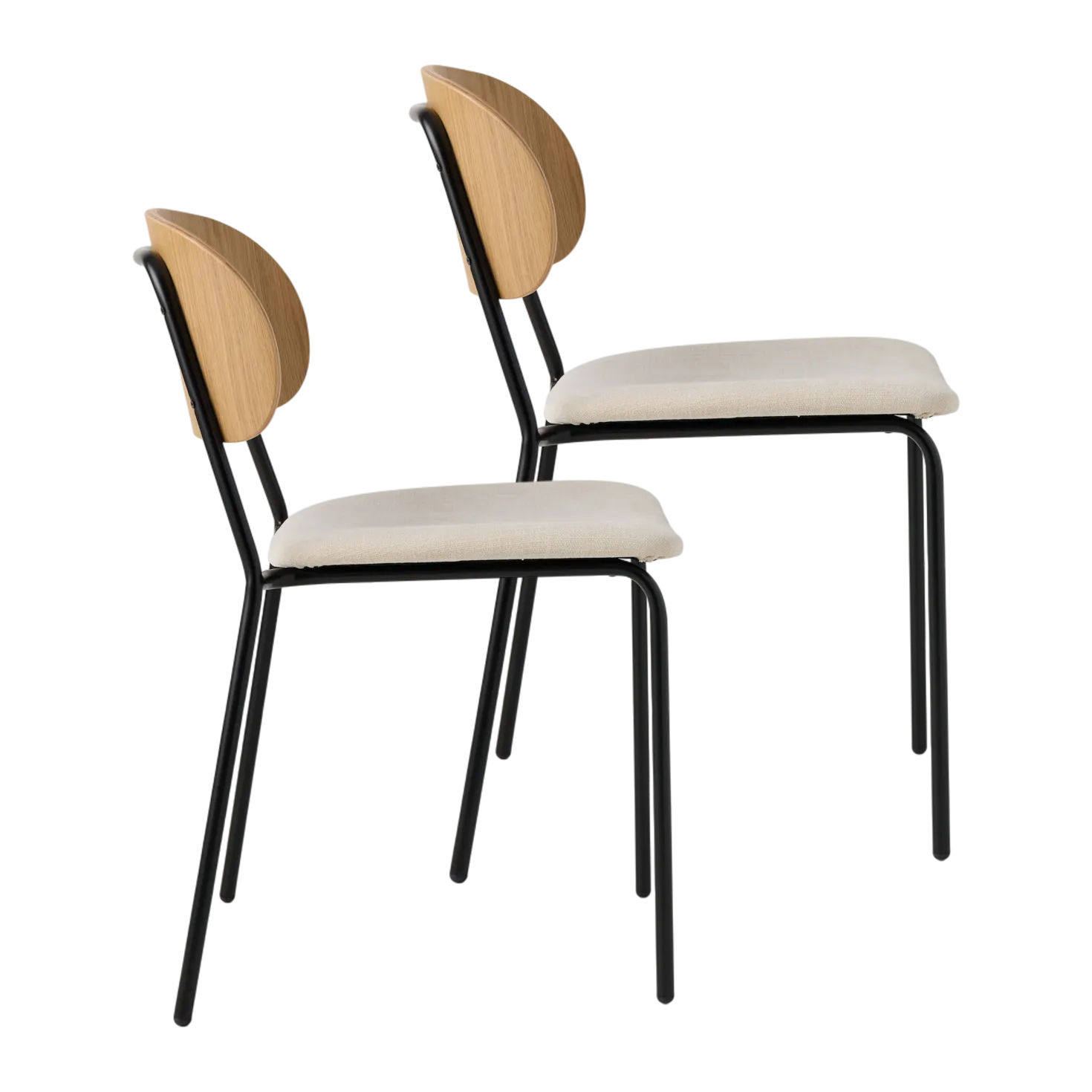 Lot de 4 chaises tissu et bois pieds métal Sofia