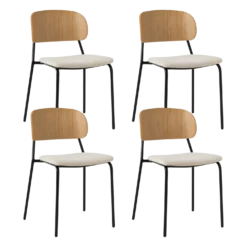 Lot de 4 chaises tissu et bois pieds métal Sofia