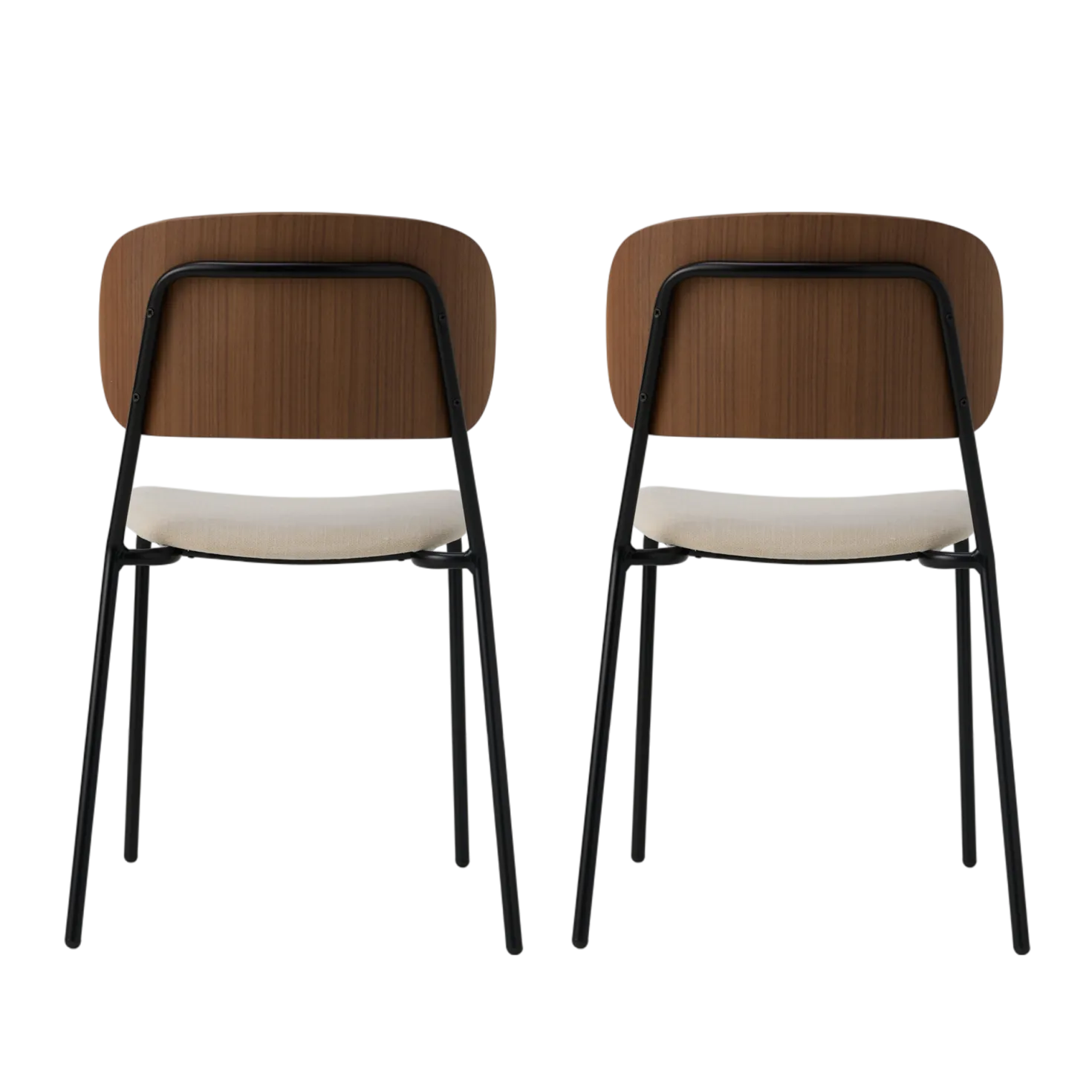 Lot de 2 chaises tissu et bois pieds métal Sofia