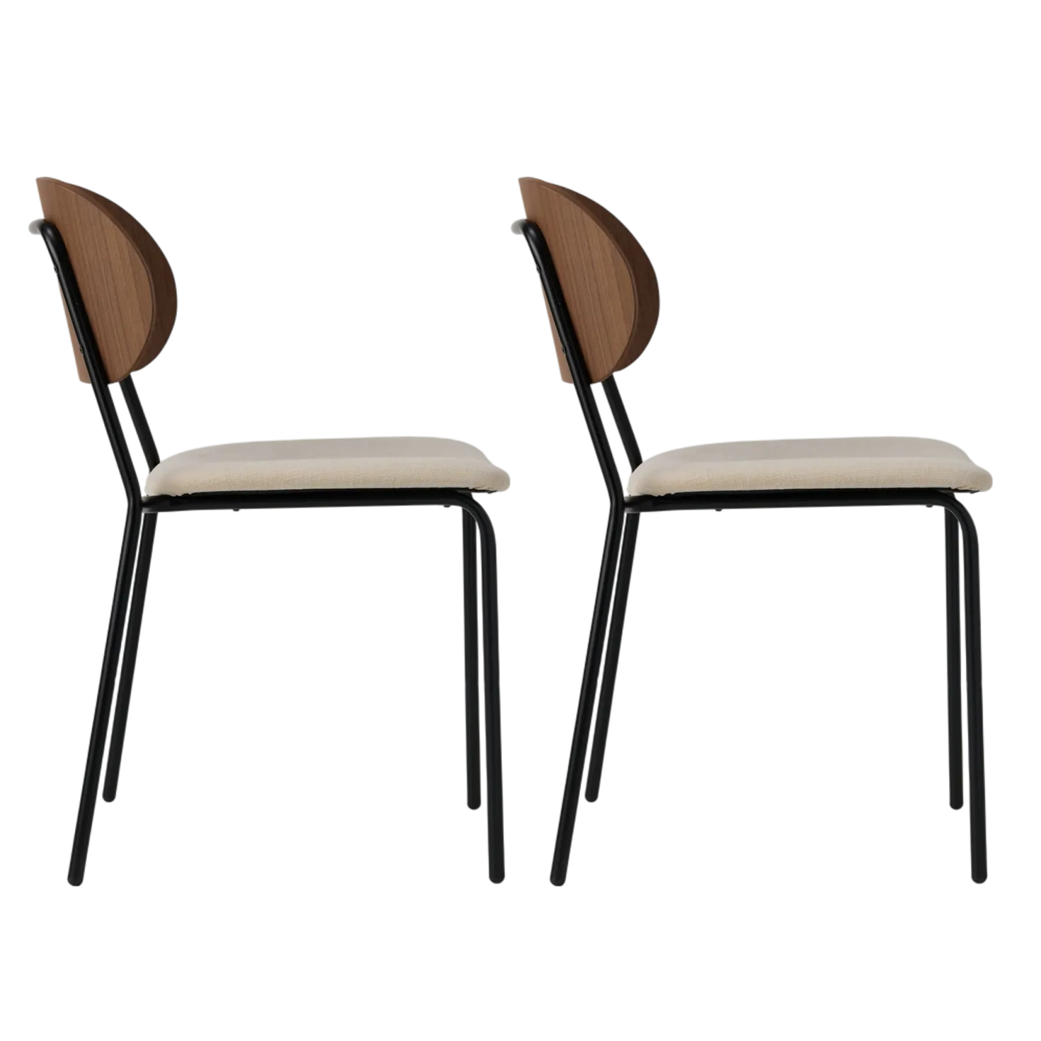 Lot de 2 chaises tissu et bois pieds métal Sofia
