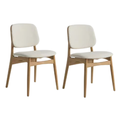 Lot de 2 chaises tissu et structure bois clair Solane