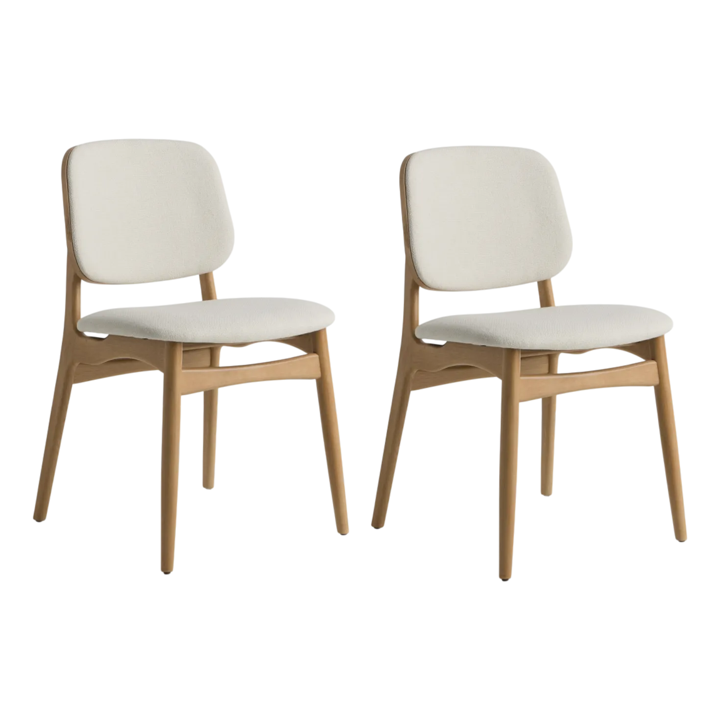 Lot de 2 chaises tissu et structure bois clair Solane