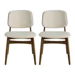 Lot de 2 chaises tissu et structure bois foncé Solane