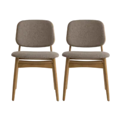 Lot de 2 chaises tissu et structure bois clair Solane