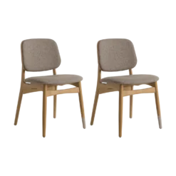 Lot de 2 chaises tissu et structure bois clair Solane