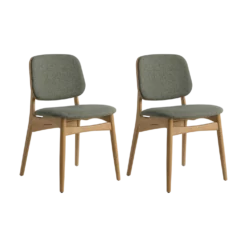 Lot de 2 chaises tissu et structure bois clair Solane