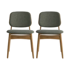 Lot de 2 chaises tissu et structure bois clair Solane
