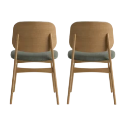Lot de 2 chaises tissu et structure bois clair Solane