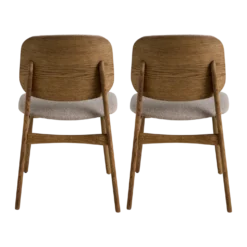 Lot de 2 chaises tissu et structure bois foncé Solane