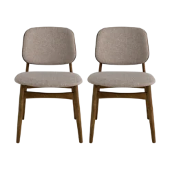 Lot de 2 chaises tissu et structure bois foncé Solane