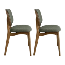 Lot de 2 chaises tissu et structure bois foncé Solane