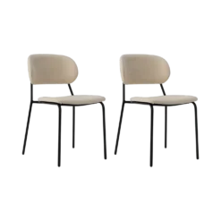 Lot de 2 chaises tissu pieds métal Sofia