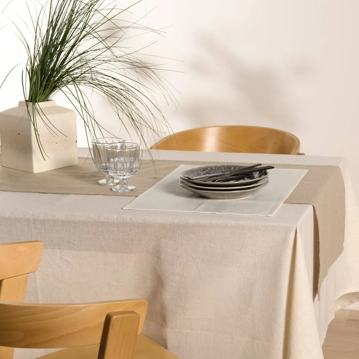 Lot de 6 sets de table enduit coton lin Laurie