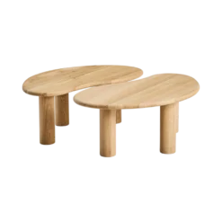 Lot de 2 tables basses chêne massif Milan