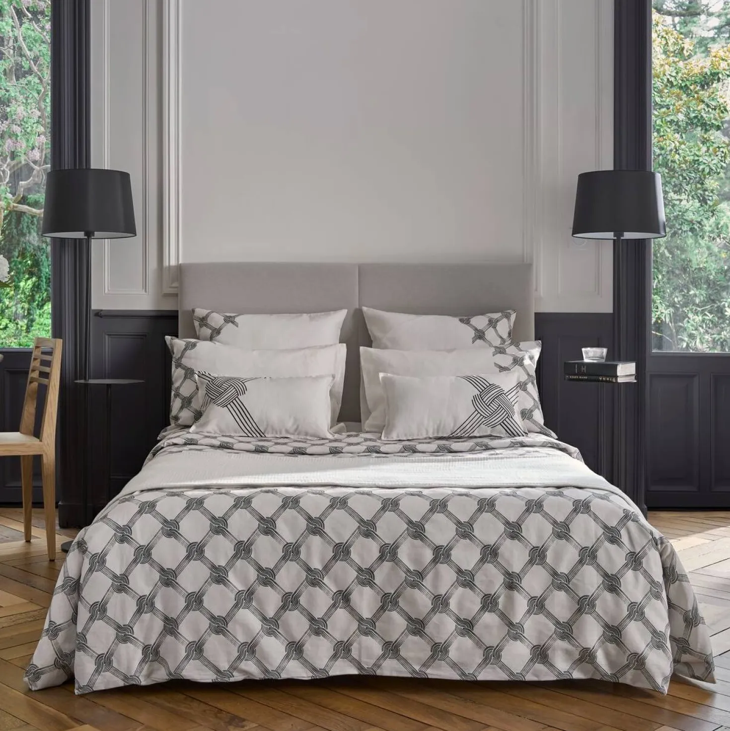 Lot de 2 taies d'oreiller coton lin Grand Hôtel