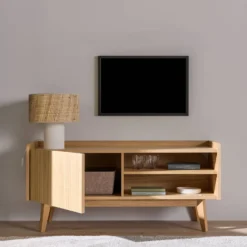 Meuble TV avec porte et niche bois Agatha
