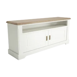 Meuble TV blanc et bois Apolline