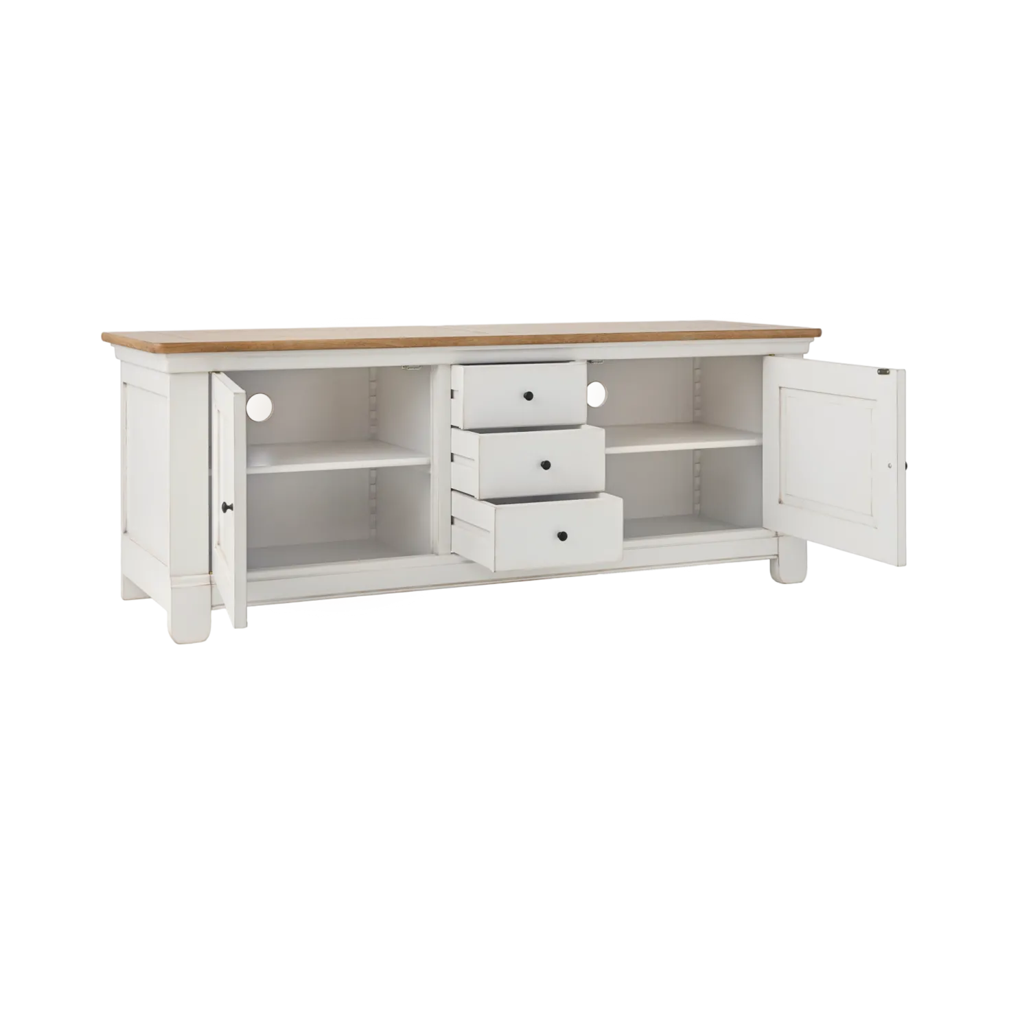 Meuble TV bois massif 2 portes 3 tiroirs Embellie