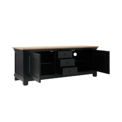 Meuble TV bois massif 2 portes 3 tiroirs Embellie