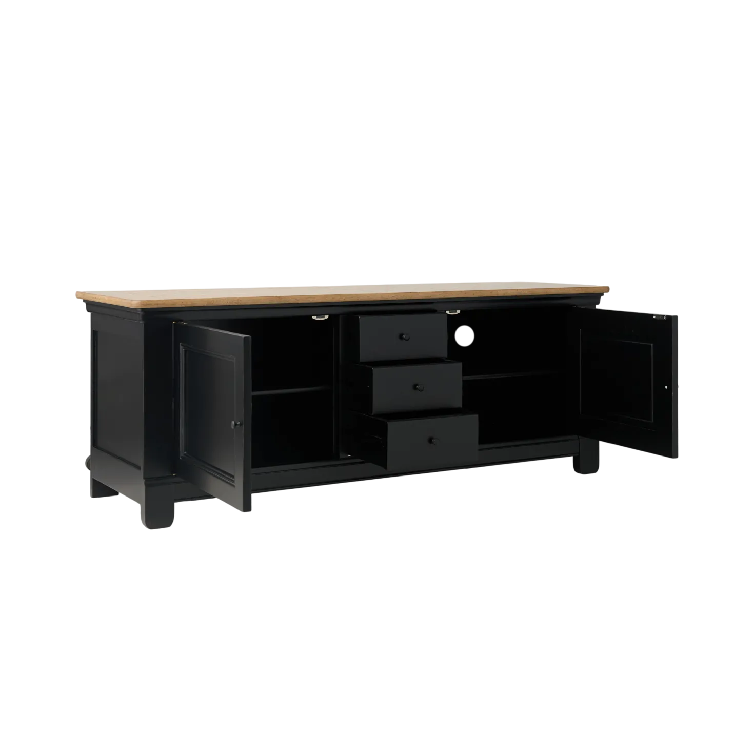 Meuble TV bois massif 2 portes 3 tiroirs Embellie