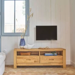 Meuble TV chêne massif Luminescence
