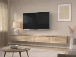 Meuble TV décor bois 2 tiroirs Pedro