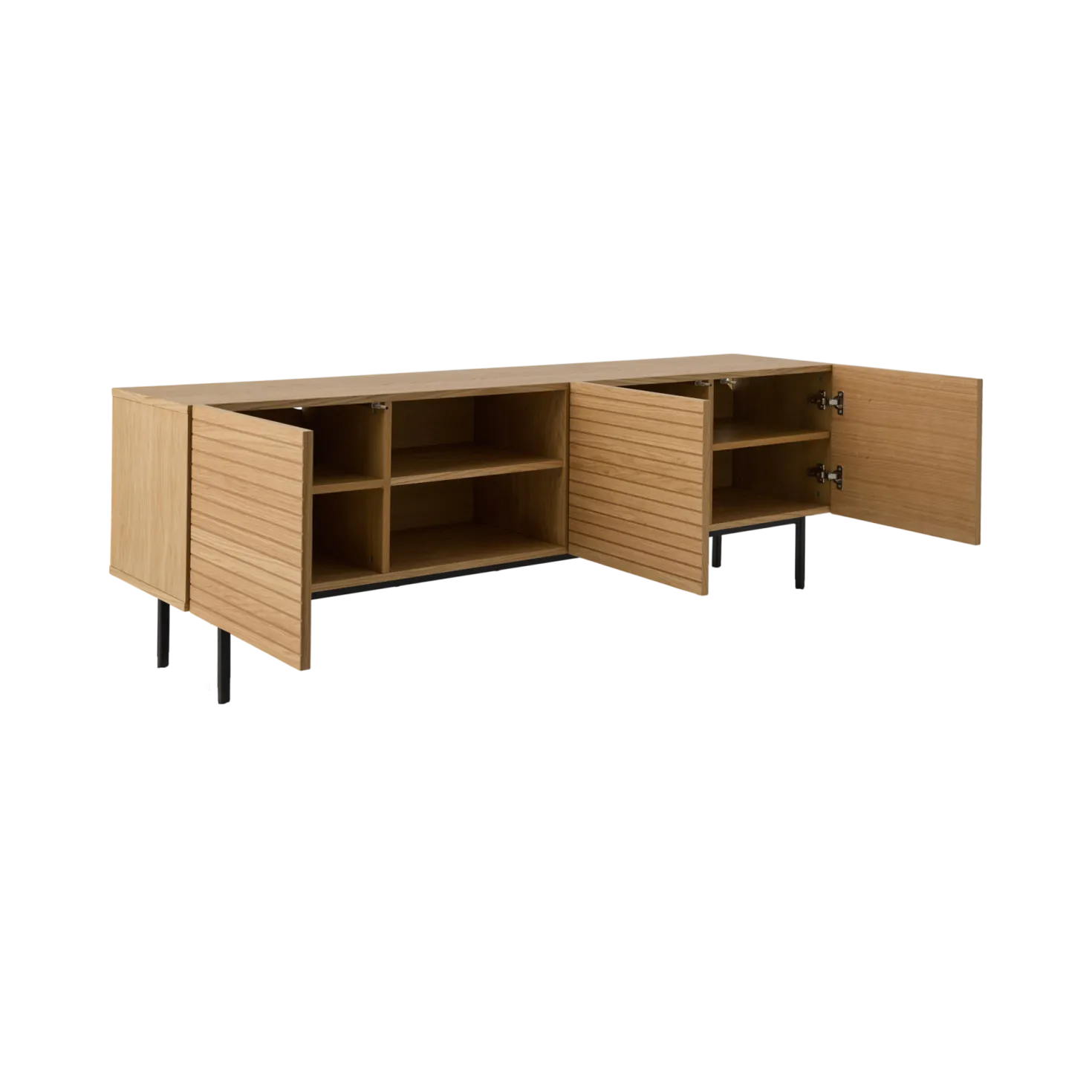 Meuble TV 3 portes bois pieds métal Alex