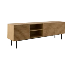 Meuble TV 3 portes bois pieds métal Alex