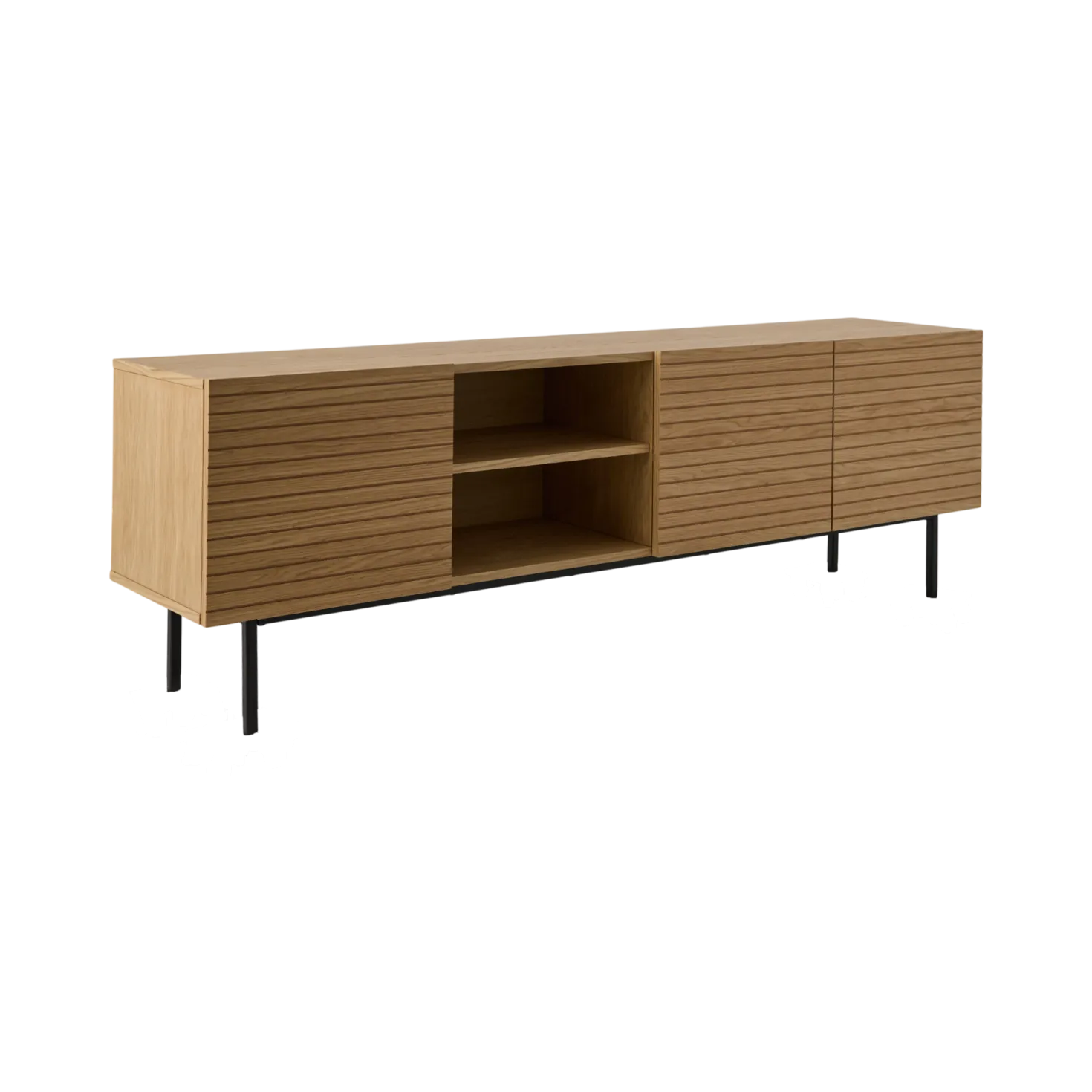 Meuble TV 3 portes bois pieds métal Alex