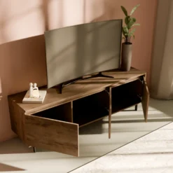 Meuble TV 3 portes décor bois Gustavo