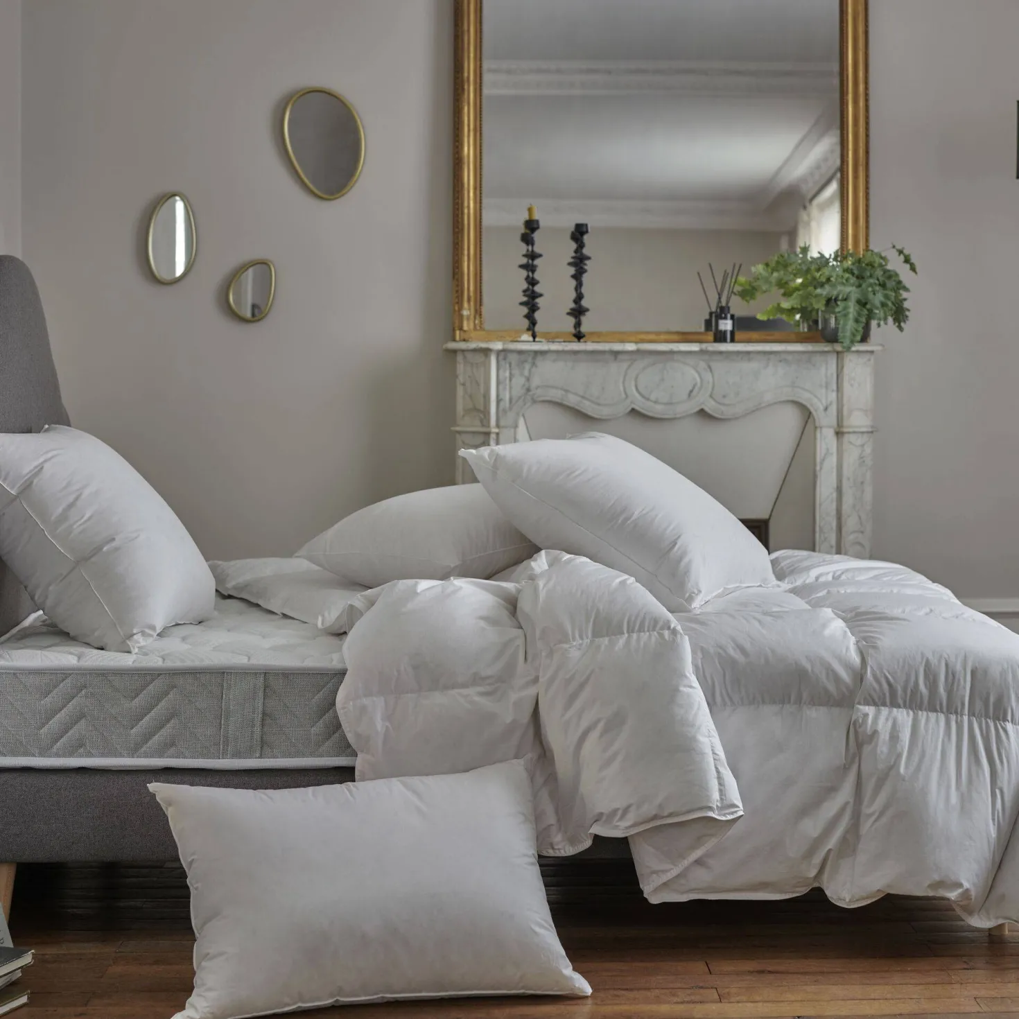 Oreiller moelleux 70%duvet de canard et enveloppe coton percale Carla