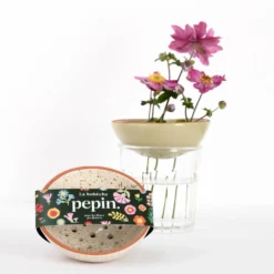 PEPIN Bobèche Fleurs - Blanc grainé
