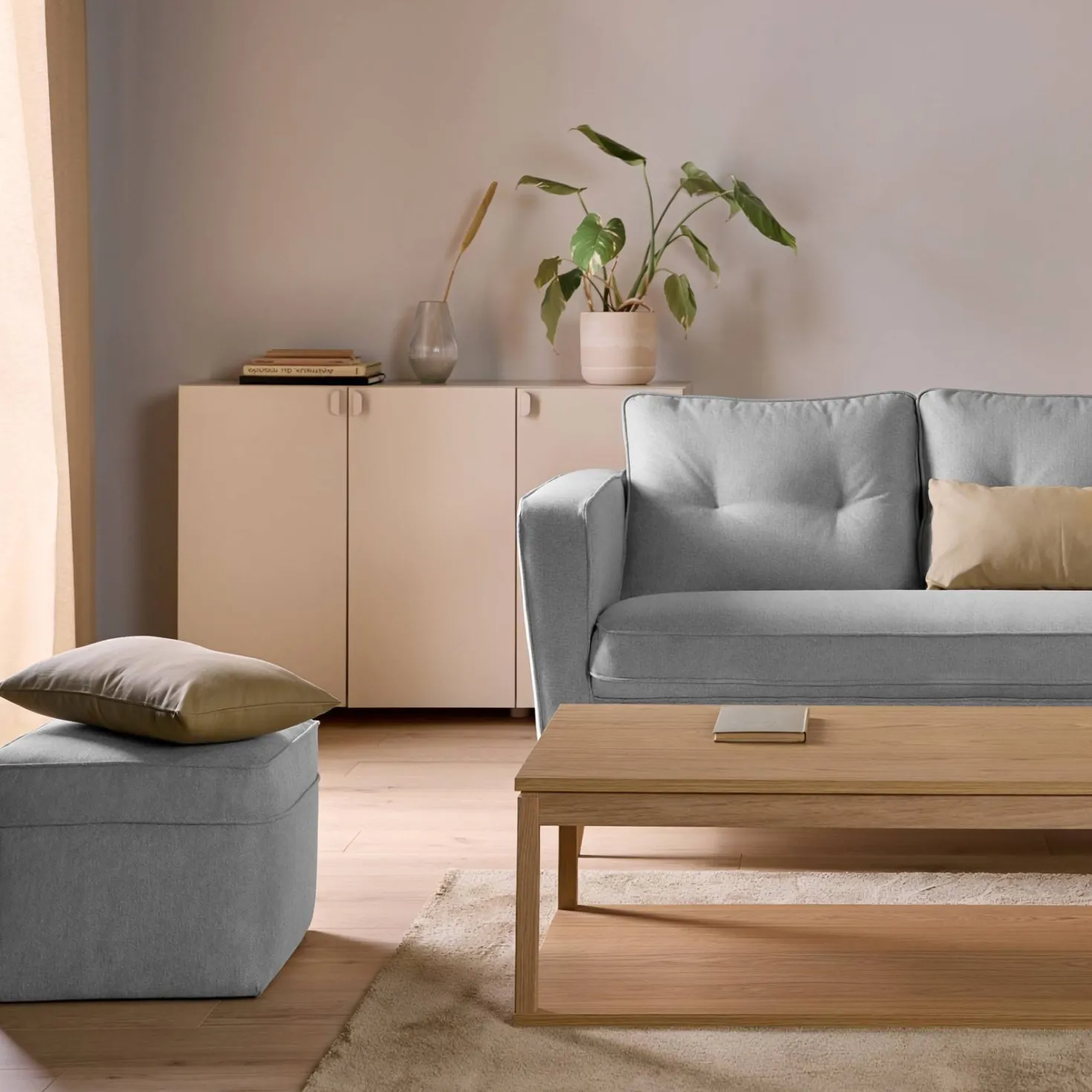 Pouf carré tissu Ondine