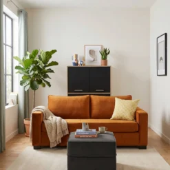 Pouf carré tissu Ondine