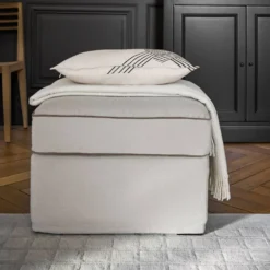 Pouf coton/lin déhoussable Margot
