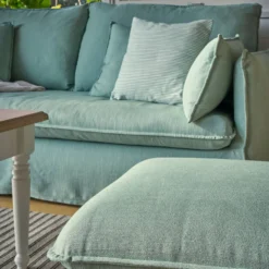 Pouf tissu effet lin Orphée