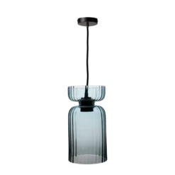 Suspension en verre bleu translucide Cyrielle