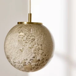 Suspension ronde blanche moucheté en verre soufflé Colline