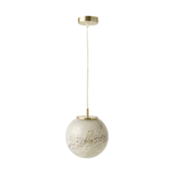 Suspension ronde blanche moucheté en verre soufflé Colline