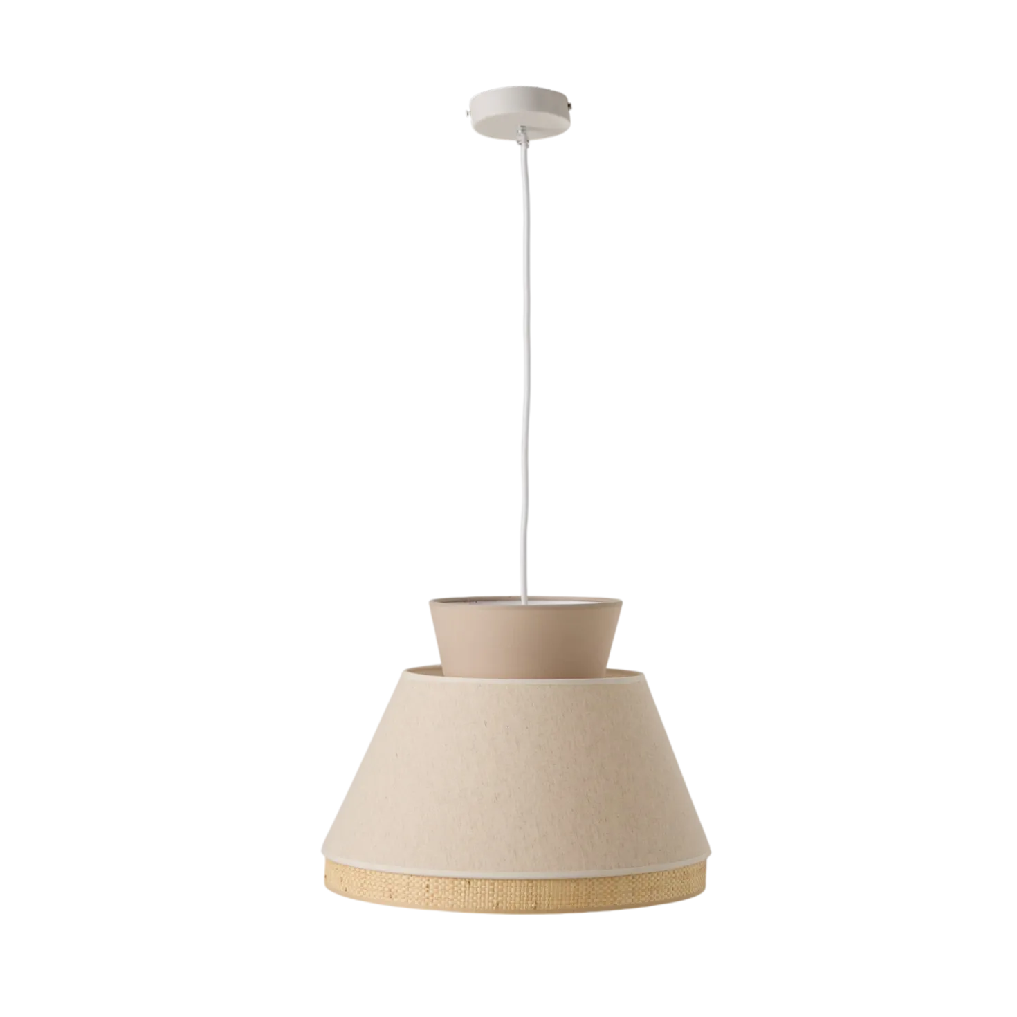 Suspension tissu et cannage naturelle beige Sarah