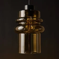 Suspension tube en verre brun fumé Cédric