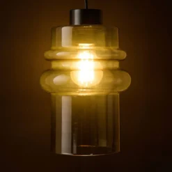Suspension tube en verre brun fumé Cédric