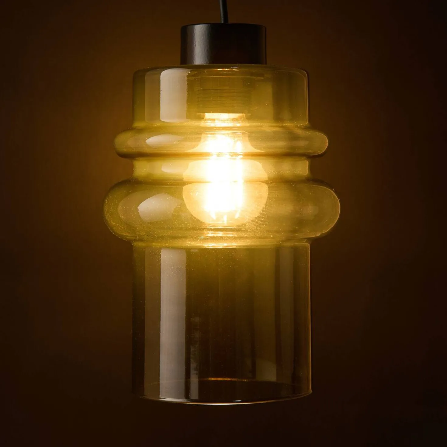 Suspension tube en verre brun fumé Cédric