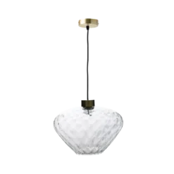 Suspension verre martelée transparente forme diamant Céline