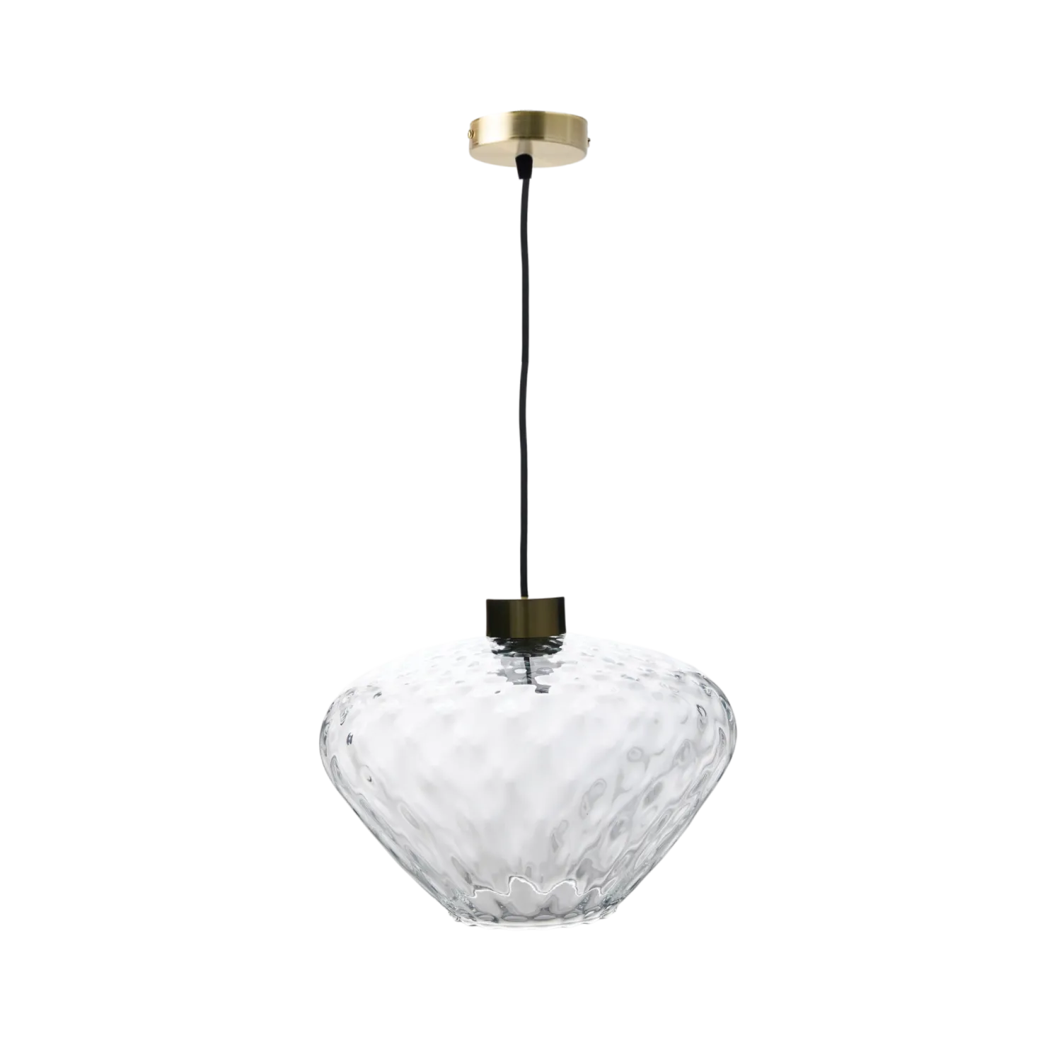 Suspension verre martelée transparente forme diamant Céline