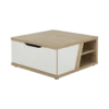 Table basse carrée décor bois et blanc avec tiroir Gustave